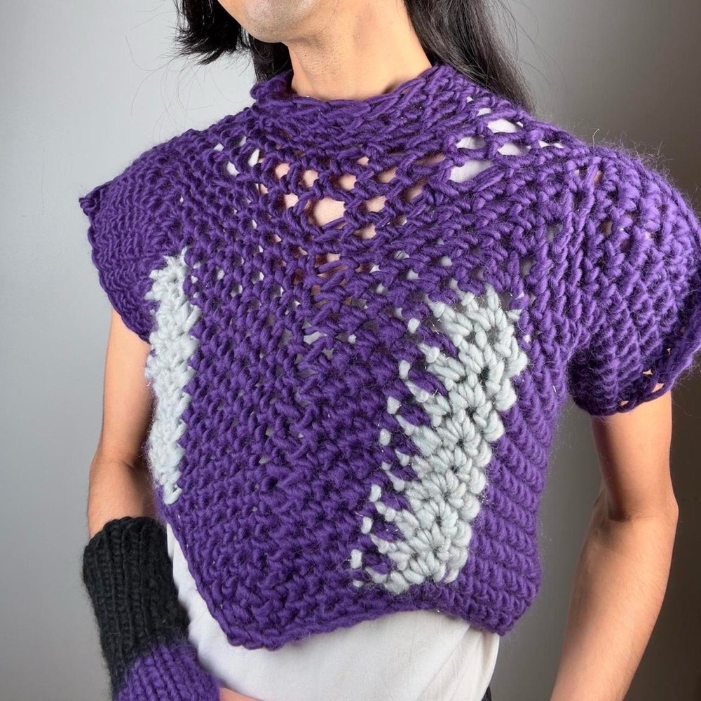 Crochet Crop Top Summer Beach Wear Fall Layer Blouse Handmade Knit Sweater